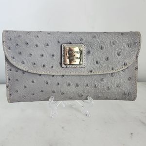 Dooney and Bourke Grey Ostrich Leather Checkbook Wallet